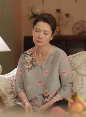 复古短款印花外套妈妈装