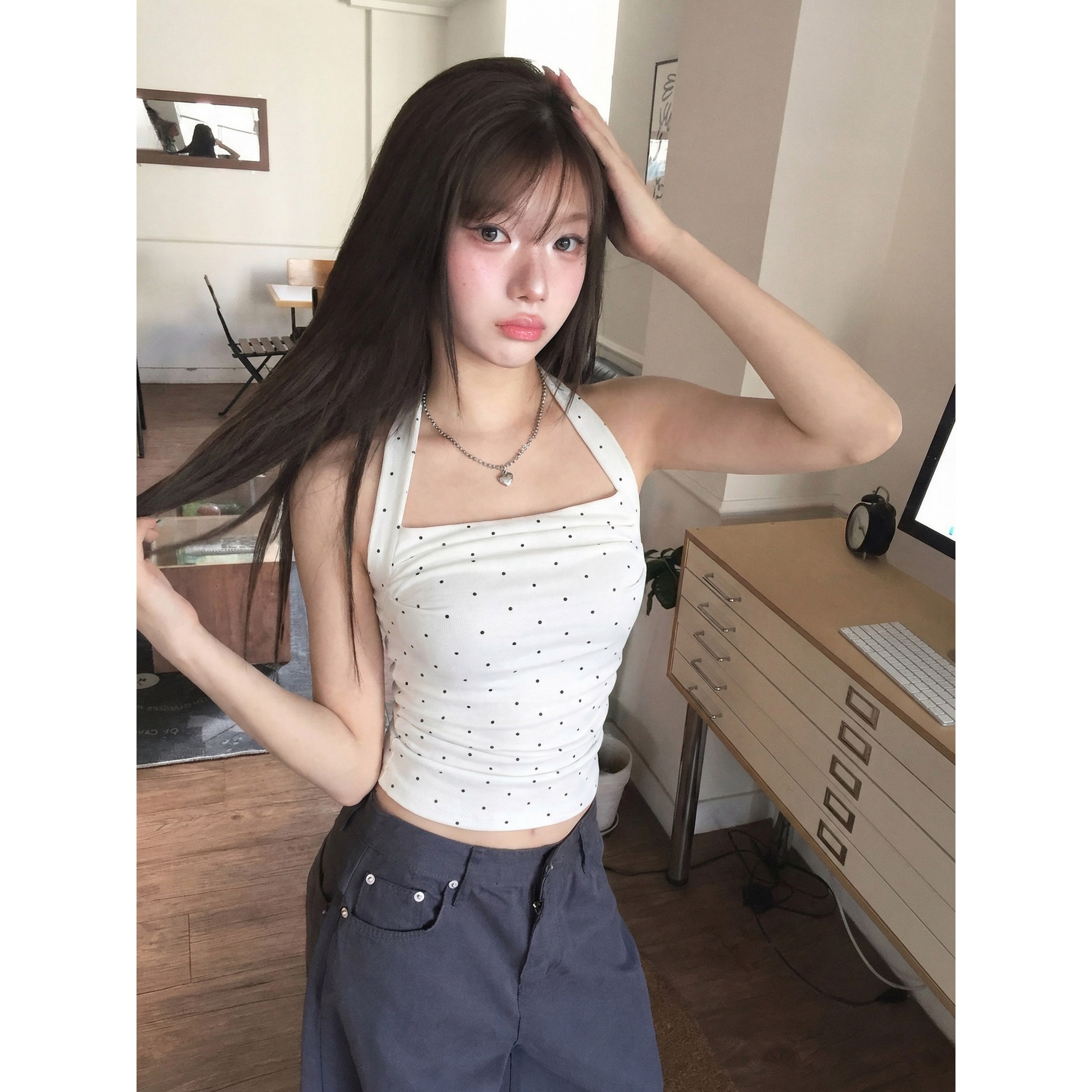 白色挂脖性感吊带背心女内搭可外背心吊带