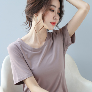 休闲百搭修身 短袖 莫代尔t恤ins潮韩版 女夏季 显瘦冰丝体恤 2025新款