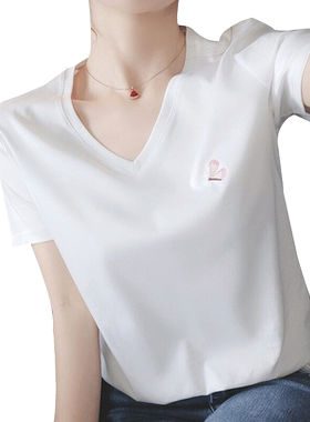 白色短袖t恤女夏纯棉宽松