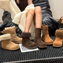 羊羔毛雪地靴女冬新款芒果头翻边两穿百搭堆堆靴加绒加厚保暖棉鞋