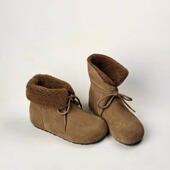 加绒保暖毛绒短靴两穿一脚蹬棉鞋 内增高勃肯雪地靴女翻边冬季 新款