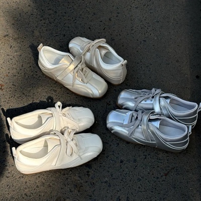 内增高德训鞋女银色春夏新款透气魔术贴小白鞋休闲运动阿甘鞋单鞋