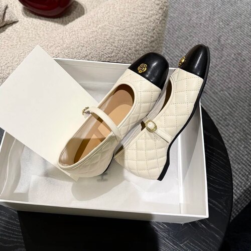 小香风菱格玛丽珍鞋女2026春夏新款一字扣带内增高浅口一脚蹬单鞋