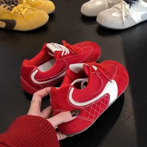 氛围感红色德训鞋女丑萌透气