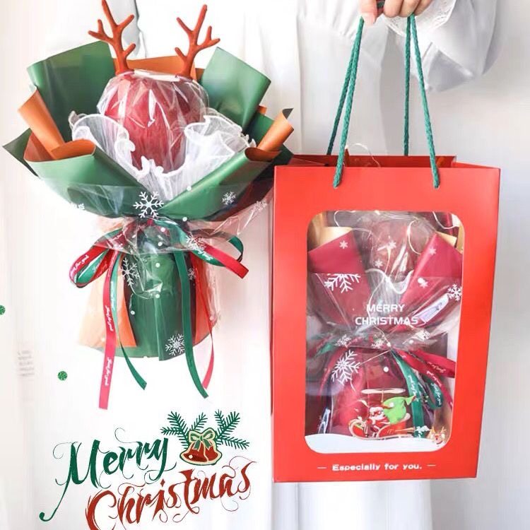 苹果圣诞节花束材料全套半成品包装DIY手工送男女朋友创意礼物