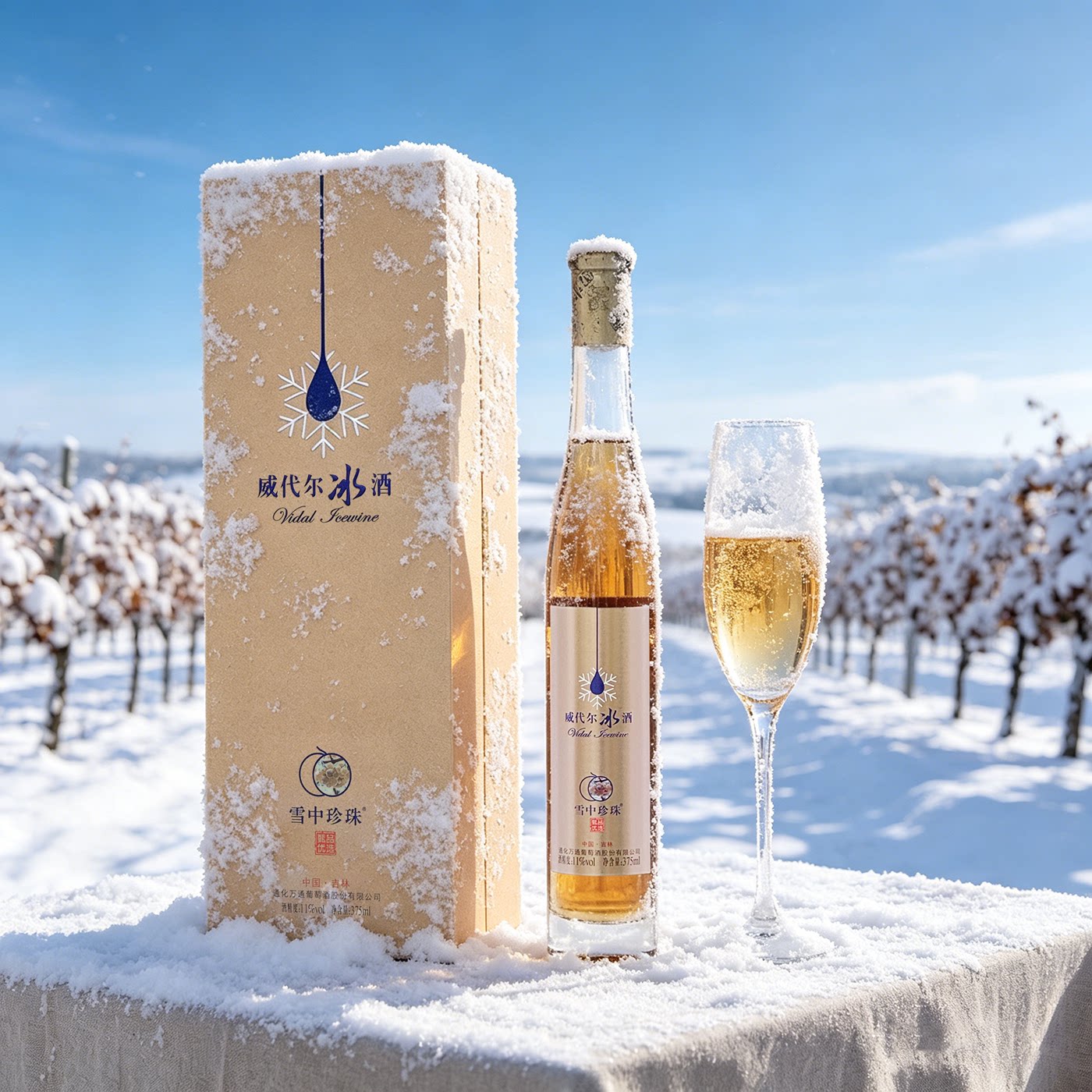 雪中珍珠威代尔冰酒冰白葡萄酒万通天露葡萄酒国产集安甜冰酒图片