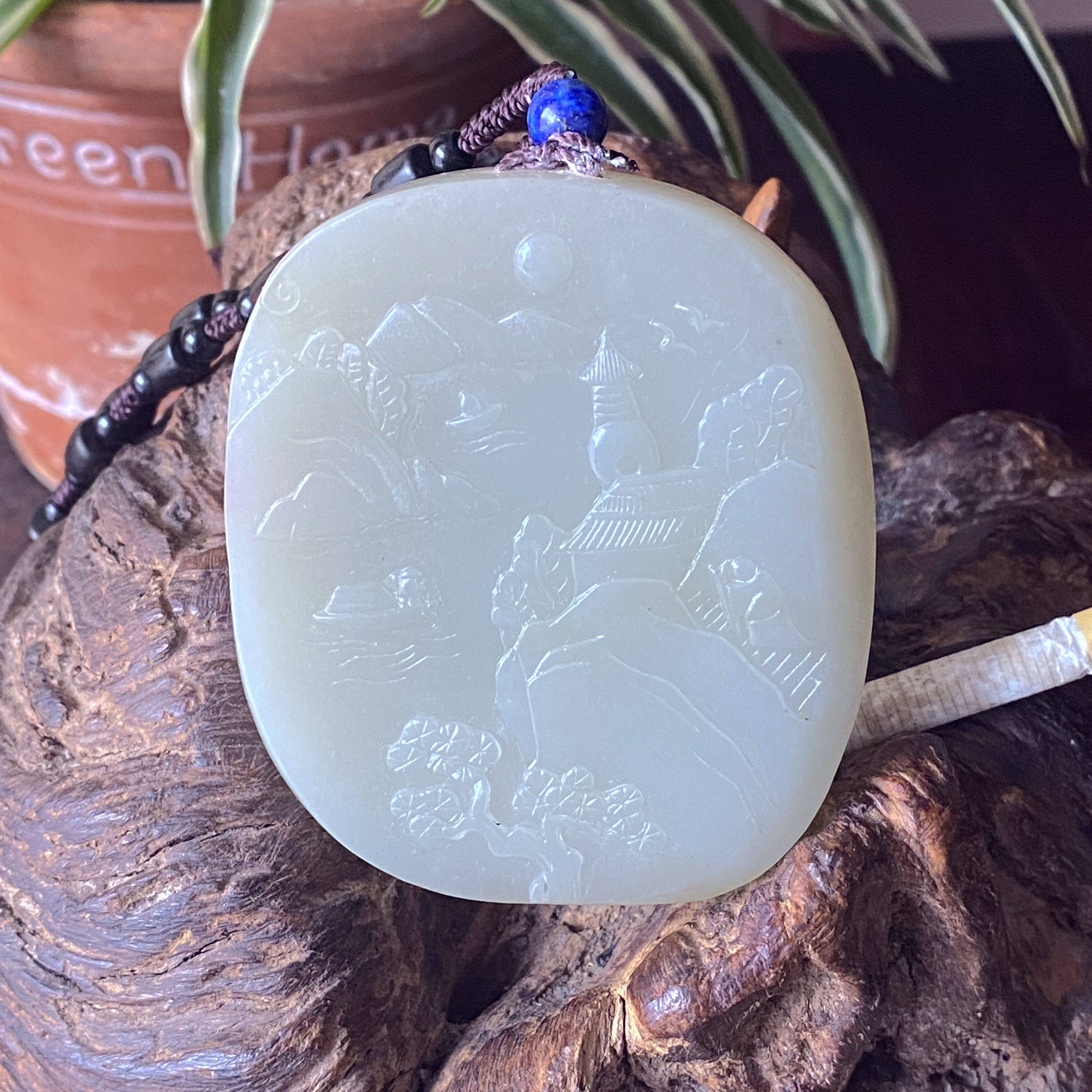 全部清仓&middot;新疆和田玉籽料挂件超细高脂高青白近白山水大方牌