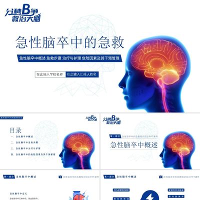 PPT模板白色医疗风急性脑卒中的急救知识培训PPT课件PPT模板