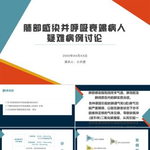 PPT模板橙色肺部感染护理查房肺部感染并呼吸衰竭病人疑难病例PP
