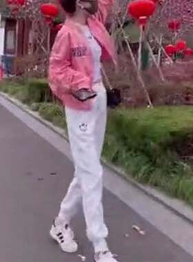 特惠品牌发91002024春季新款休闲短外套白色休闲长裤时尚显瘦女
