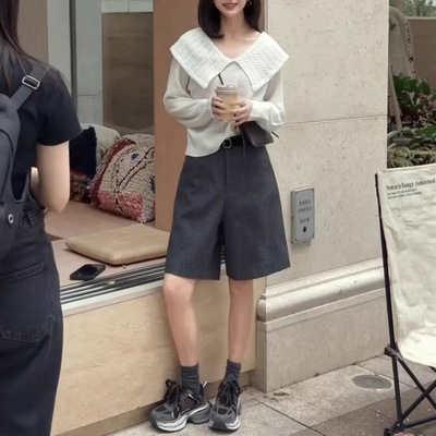 今年流行特惠25931新大爱美依缘2025秋季新法式翻领甜美上衣高腰