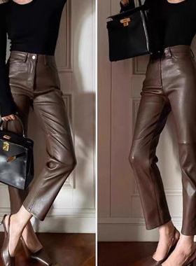 今年流行特惠真皮皮裤 HN21255全植鞣绵羊皮小脚裤高腰休闲百搭显
