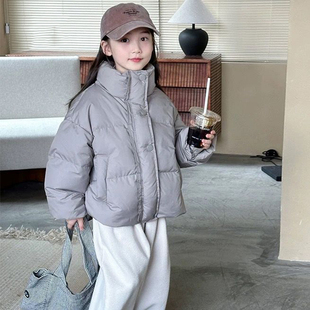 女童韩版森系短款立领面包服冬装棉衣女孩中大童加厚休闲简约棉服