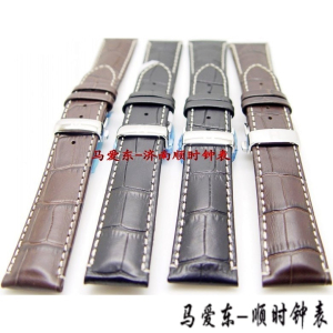 海奕施正品双按蝴蝶扣白色车线皮牛皮表带01027010马爱东
