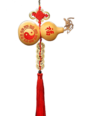 风水天然五帝钱葫芦挂件