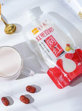 豆果果红枣豆奶豆浆汁250ml袋装早餐店饮料饮品即饮商用石磨