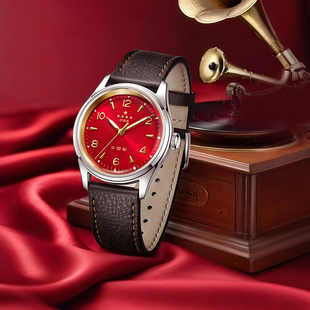 皮带简约手表1955A 腕表男士 海鸥表新款 商务休闲复古复刻限量版