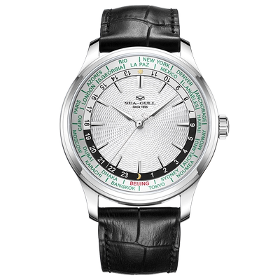 海鸥表新款男士手表世界时ST21商务休闲多功能24时区机械腕表1084