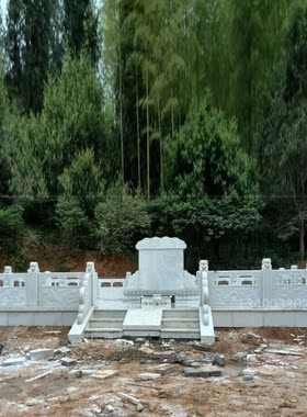 汉白玉家族墓碑中国黑农村中式土葬式石碑石雕墓碑大理石栏板围栏