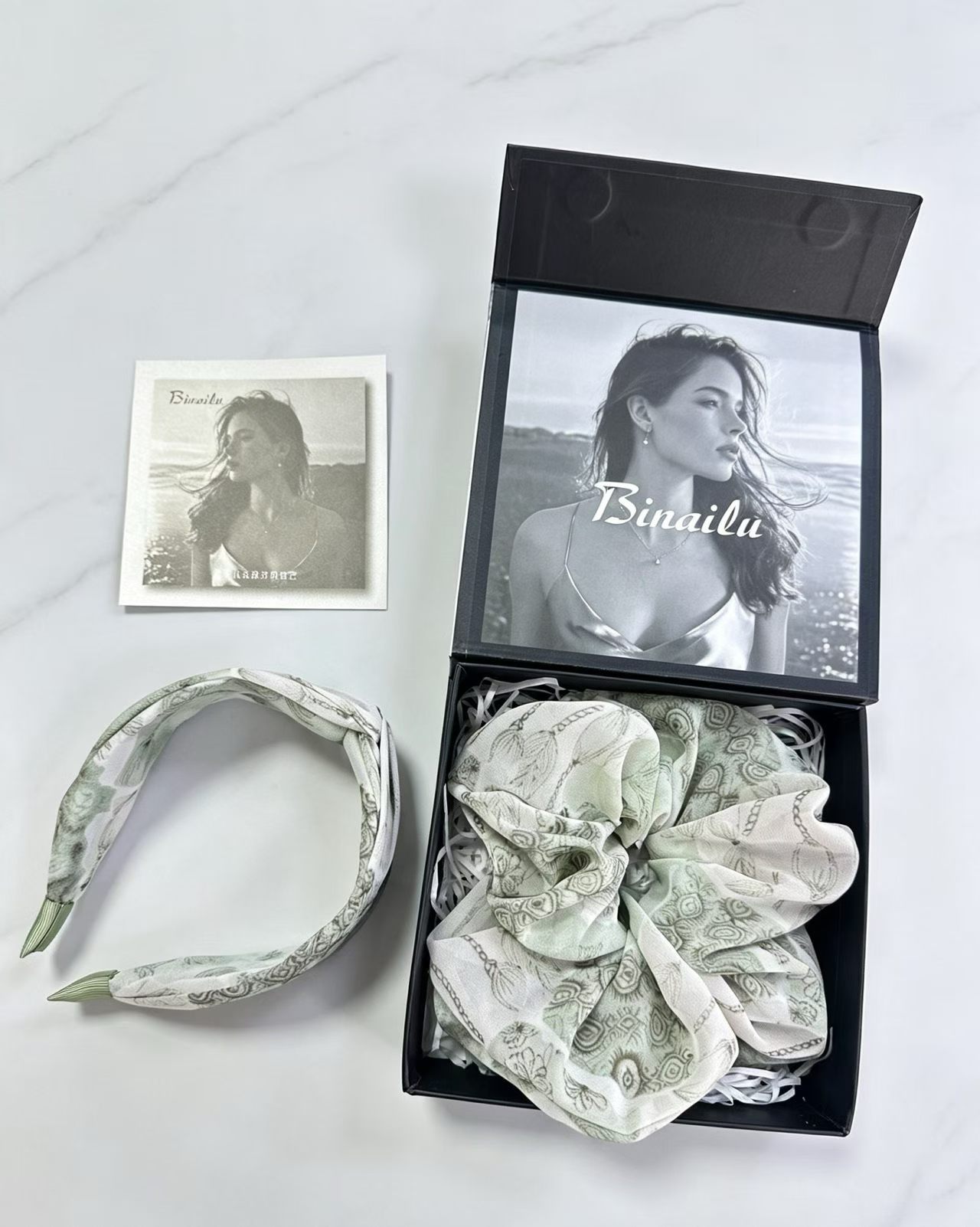 比奈鹿波西米亚狂想曲两件套发箍发圈低马尾半扎发送礼发饰礼盒装图片