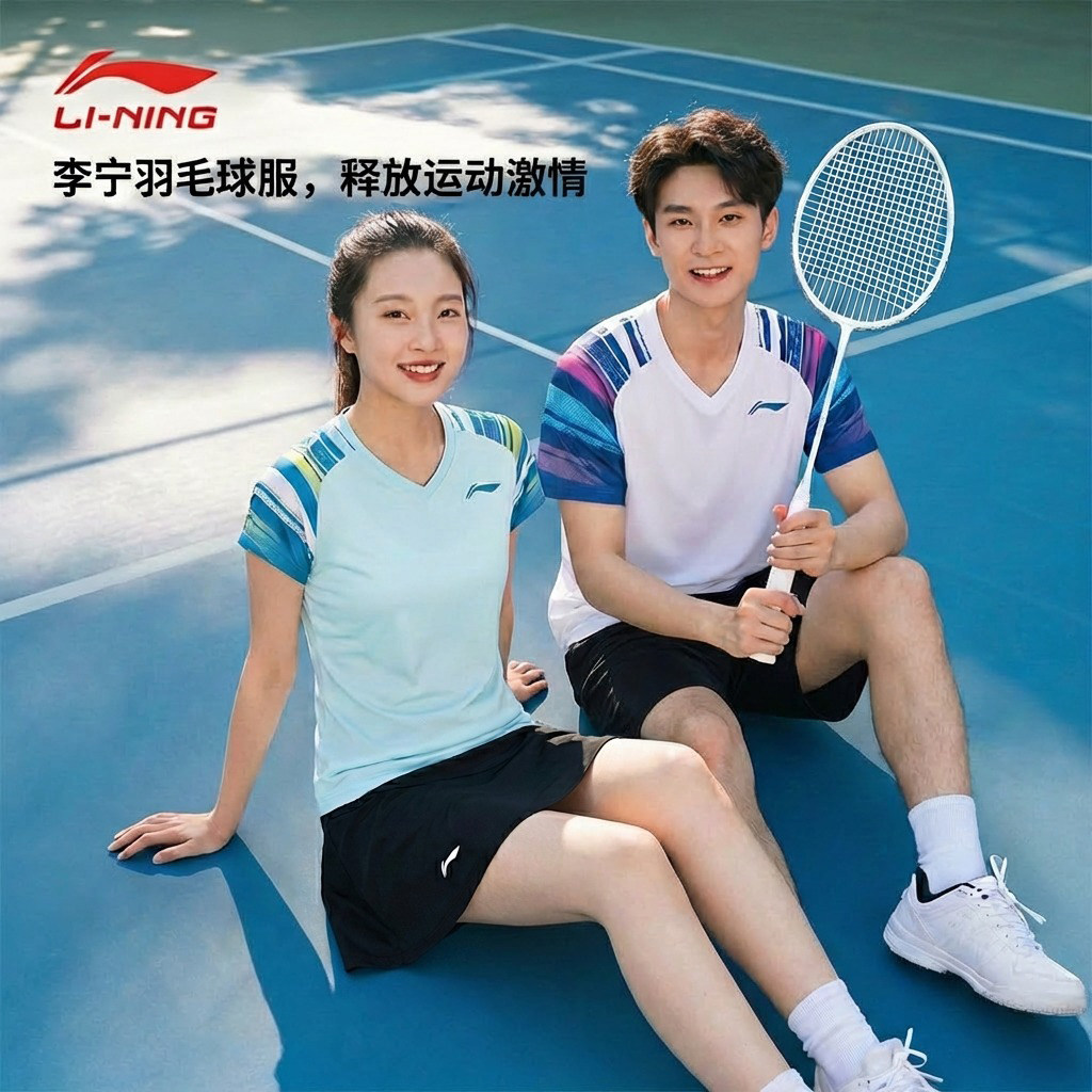 李宁羽毛球服套装男夏季短裤网球服速干短袖上衣短裙运动服女定制