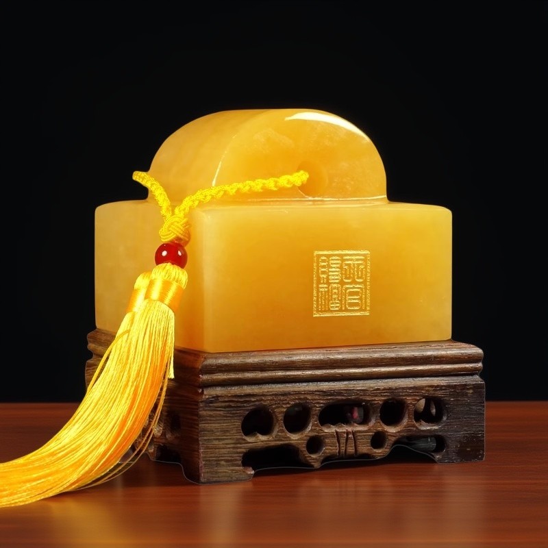 天然玉石传国玉玺摆件印章财官印新中式客厅办公室桌面招财装饰品