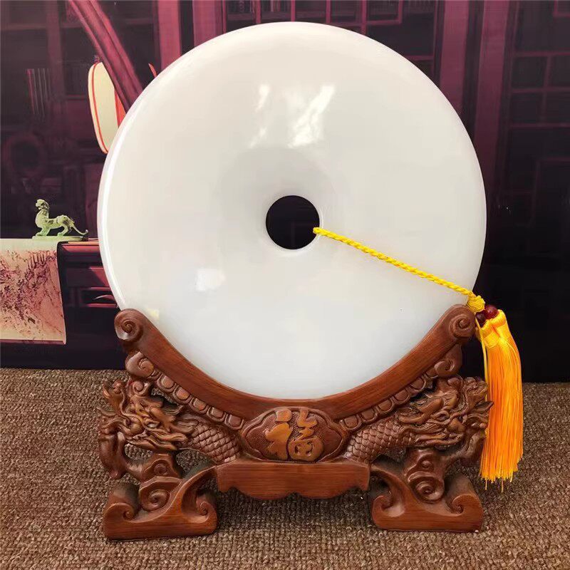 天然阿富汗玉平安扣摆件招财纳福平安家居客厅玄关工艺品装饰摆设