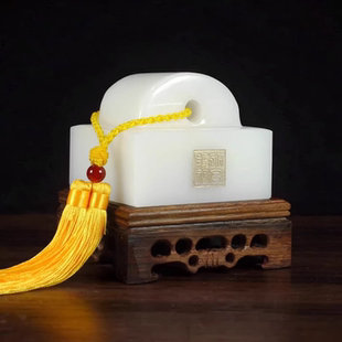 天然白玉玉玺印章摆件仿古官印财印玄关办公室桌面装饰商务纪念品