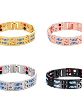 欧美跨境复古钛钢磁石手链个性