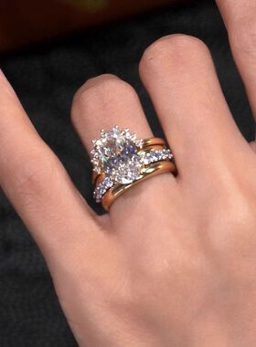 欧美风叠戴闪钻戒指指环