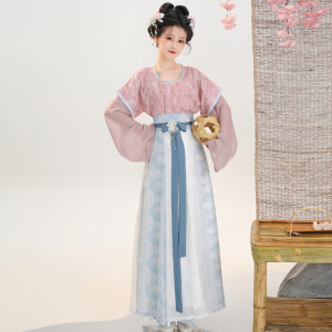 [小唐春]原创唐制汉服印刷唐褙子国风春夏圆领衫女齐腰八破裙日常