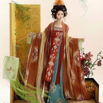 齐腰褶裙一片式中国风汉服套装