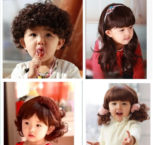 新款儿童假发女孩可爱小孩长发女童短卷发表演节目拍照假发套