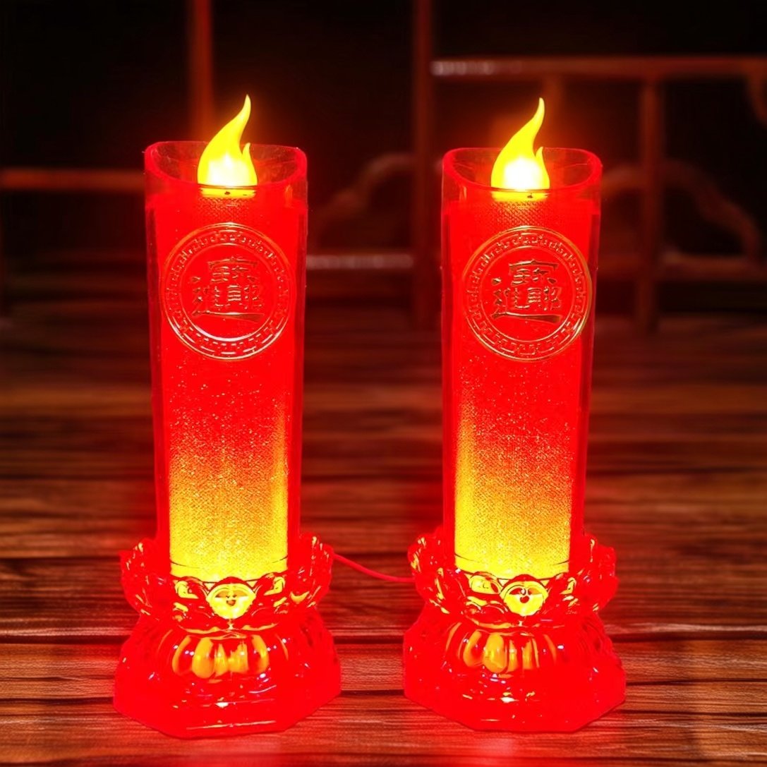LED闪烁仿真电蜡烛佛堂供灯长明