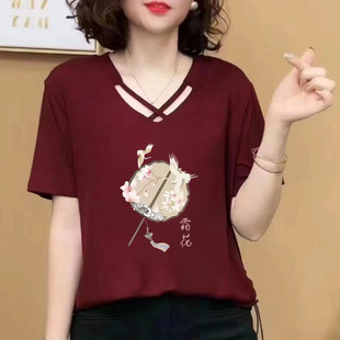 夏季 时尚 抖音同款 新款 字母短袖 洋气气质减龄显瘦上衣T恤休闲小衫