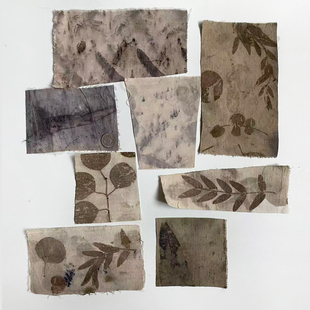 善本源 废土侘寂风8块 植物染棉麻叶拓染碎布包小块布组合DIY布料