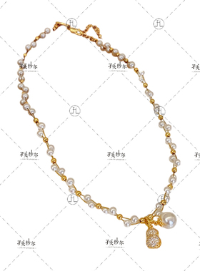 法式复古八芒星珠珠项链 LH