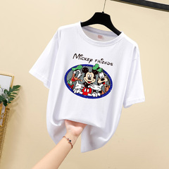 Real photo 2021 summer new loose SIZE MICKEY round neck short sleeve T-shirt for women