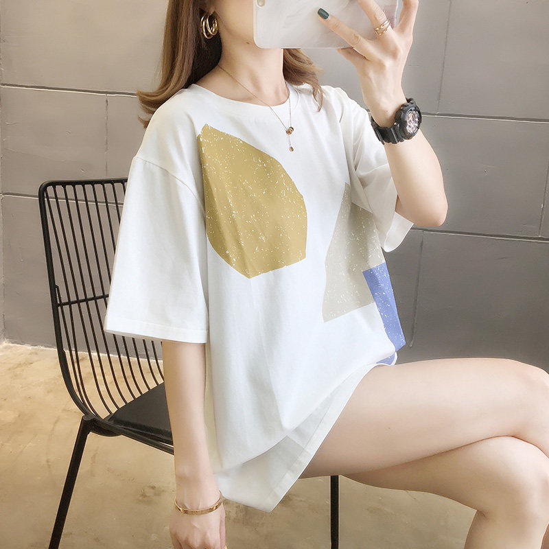 New round neck short sleeve T-shirt women's stretcher in summer