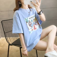 Real shooting summer new loose size round neck short sleeve T-shirt women's pull frame