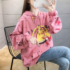 Real shot fat mm large hooded Korean autumn loose thin sweater