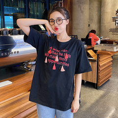 Summer net red European version Harajuku style short sleeve T-shirt women's combed cotton