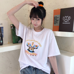 Real shot summer women's large size embroidered Sequin net red student loose short sleeve t-shirt female 6535 cotton