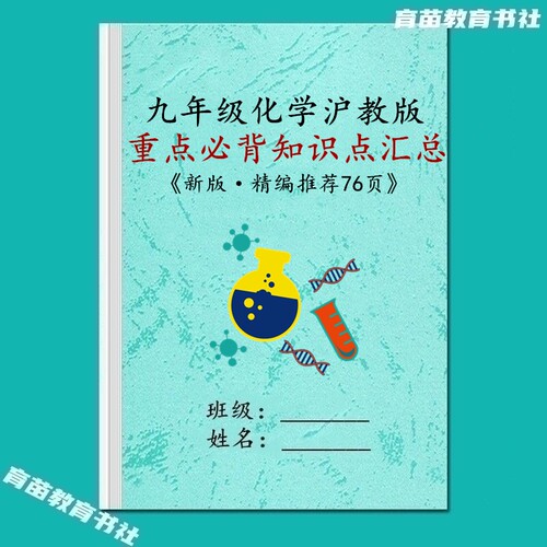 新版九年级沪教化学重点知识讲解