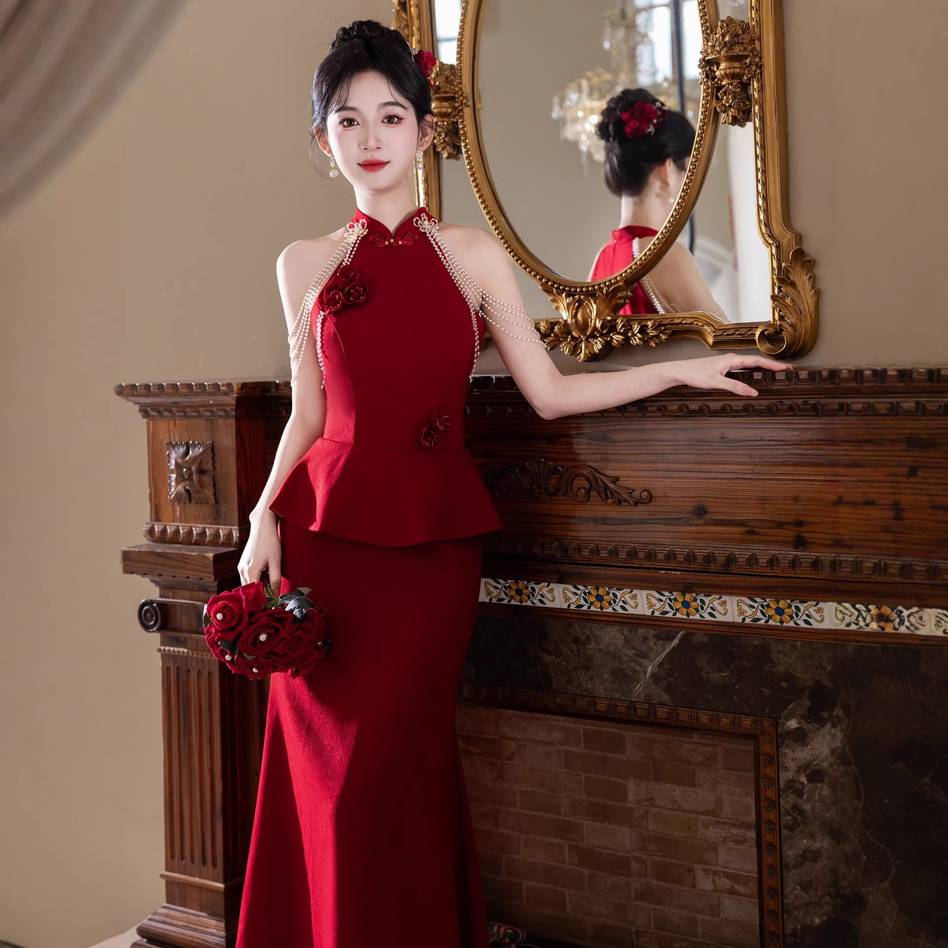 新中式敬酒服新娘2026新款红色结婚礼服女订婚鱼尾裙高级感婚服夏