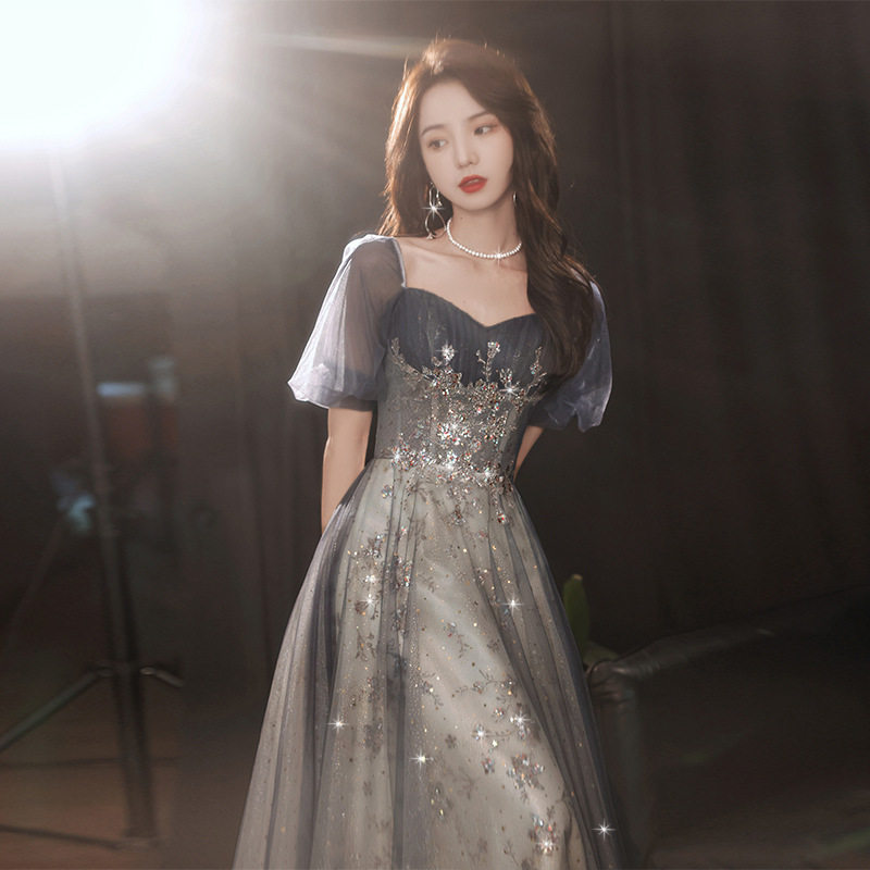 晚礼服女轻奢小众高端高级感主持声乐考试演出艺考公主星空裙成人图片