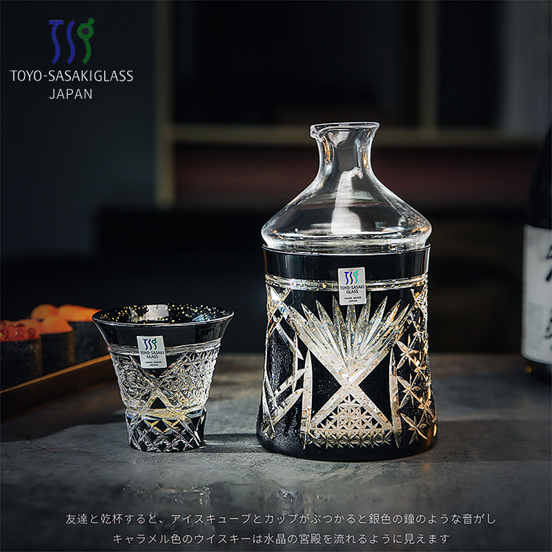 日本进口八千代切子水晶玻璃杯清酒壶清酒杯金箔冷酒器限量定制款