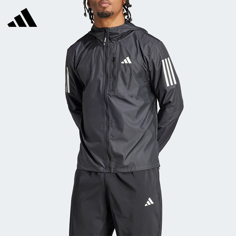 Adidas阿迪达斯男子连帽外套夏季薄款梭织夹克运动休闲上衣IN1483
