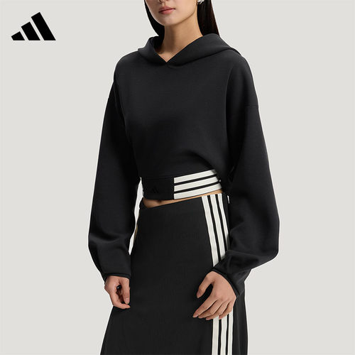 Adidas阿迪达斯女连帽套头衫短款宽松卫衣运动休闲外套上衣KX4642
